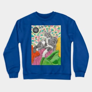 grey and white cat Crewneck Sweatshirt